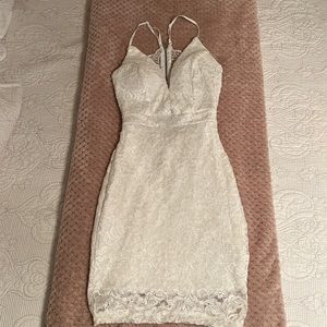 White short tight sparkly lace dress